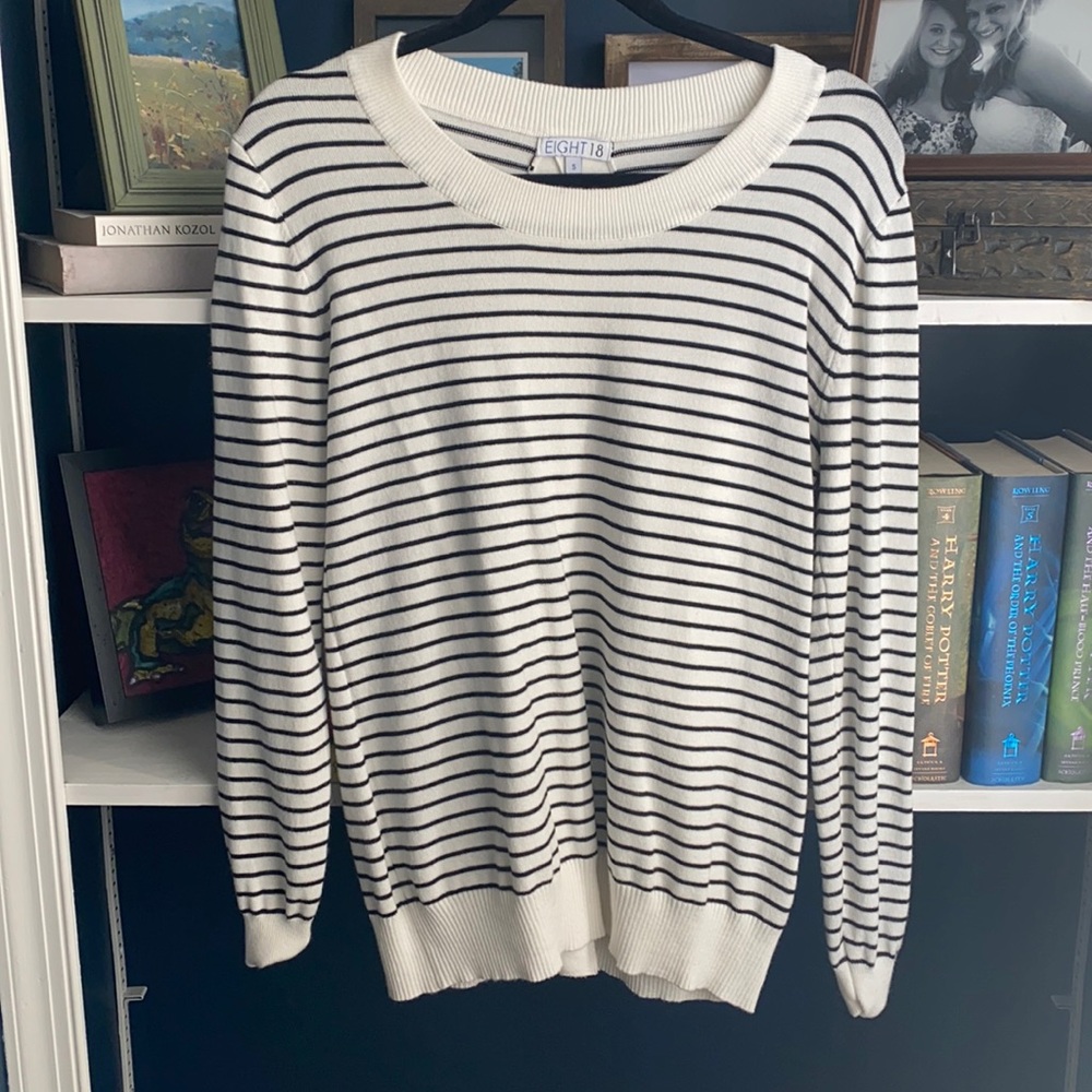 White and black striped sweater - never worn!